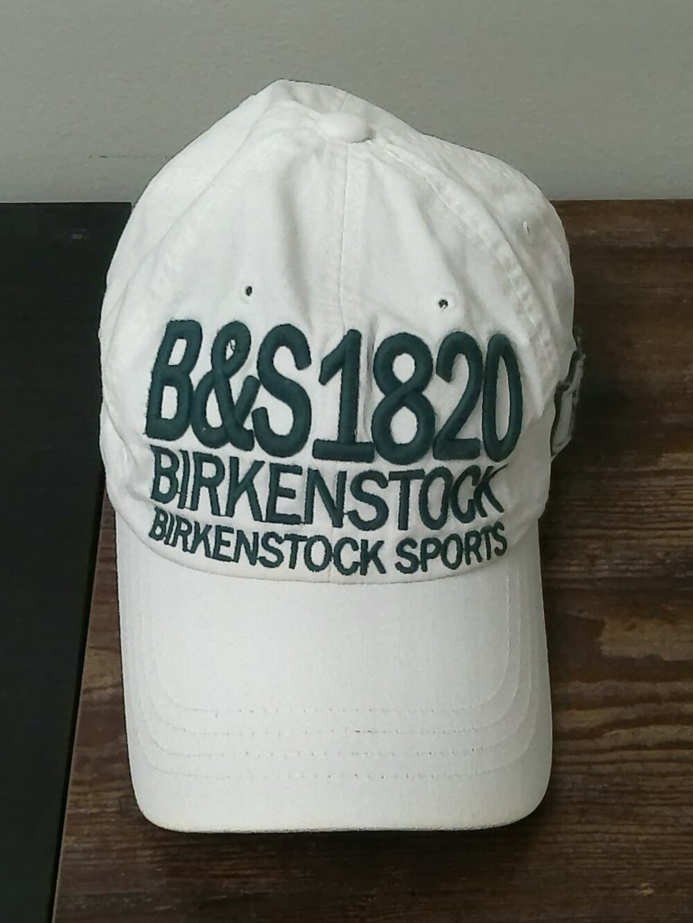 Rare Y2K Birkenstock Sports B&S1820 White Green Strapback Hat Side Patch Logo